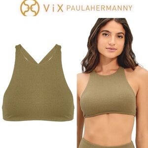 VIX PAULA HERMANNY  Firenze Ellie Halter Top In Green Olive sz M 128$